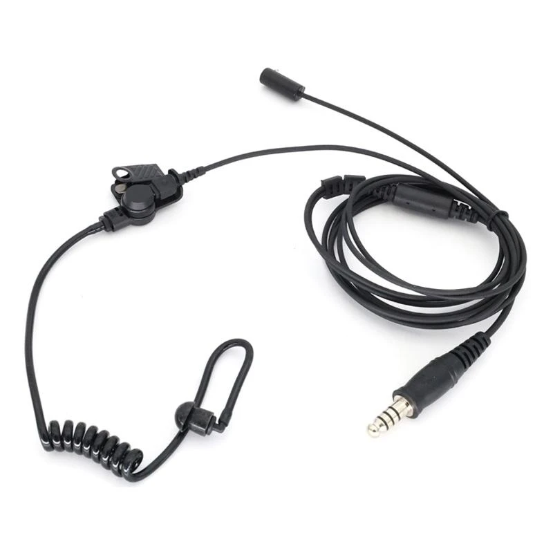 W89C 7.1mm Telescopic Heavy Duty Acoustic Air Tube Earphone Headset Mic Headphone 7.1mm Plug For Walkie Talkie Radios
