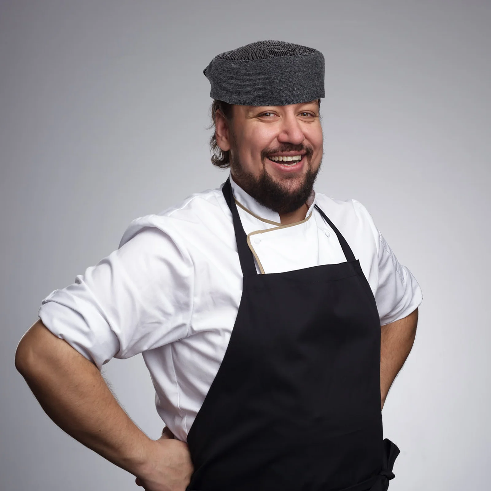 Chapéu de chef de malha respirável unissex estilo coreano boné de cozinha durável e confortável boné de caveira para adultos homens mulheres