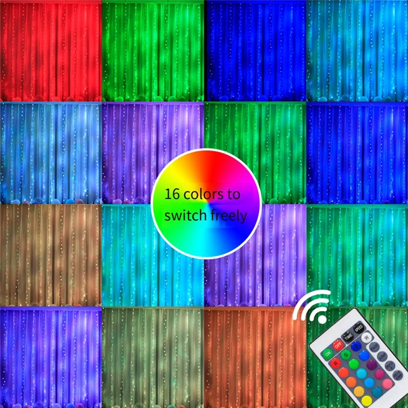 ABNG 3X3 метра USB светодиодные шторы гирлянда 16 цветов светодиодные фонари гирлянды для рождественских огней Рамадан гирлянды декор для вечеринки, Dur