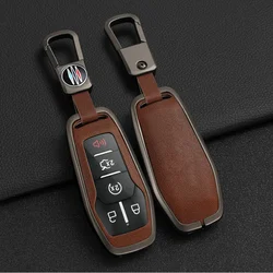 Alloy Key Cover Case for Ford Fusion Mondeo Mustang F-150 Explorer Edge 2015 2016 2017 2018 Car Styling Key Protection Keychain