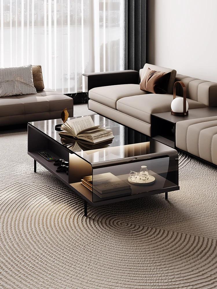 

minimalist living room long coffee table light luxury high-end household rectangular tea table 2025 original with hot cu