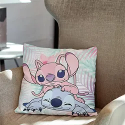 Lilo & Stitch Stitch Pillowcase Cartoon Pillow Decor Pillowcase Car Anime Bedroom Sofa Cushion Cover Peach Skin Velvet 45x45cm