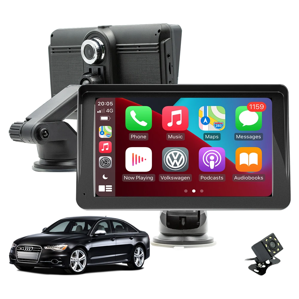 7 Inch Dash Cam Wireless Carplay Android Auto Car Dashboard Video Recording WIFI GPS Navigation Loop Record Car Dvr For Trucks