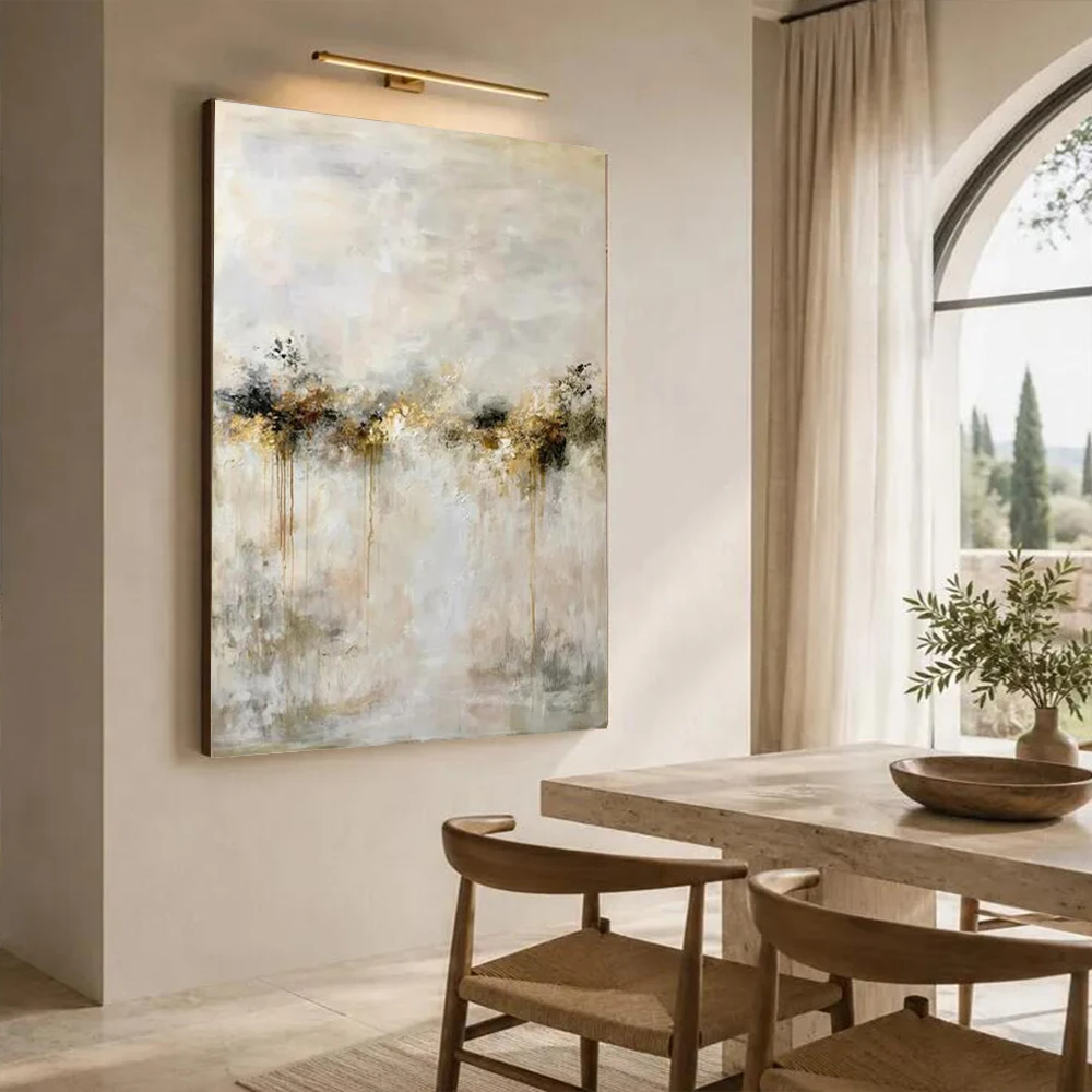 Abstract Purple & Off-White Texture Handmade Gold Oil Painting Modern Art Canvas Wall Mural Home Decor Image Beautiful Artwork