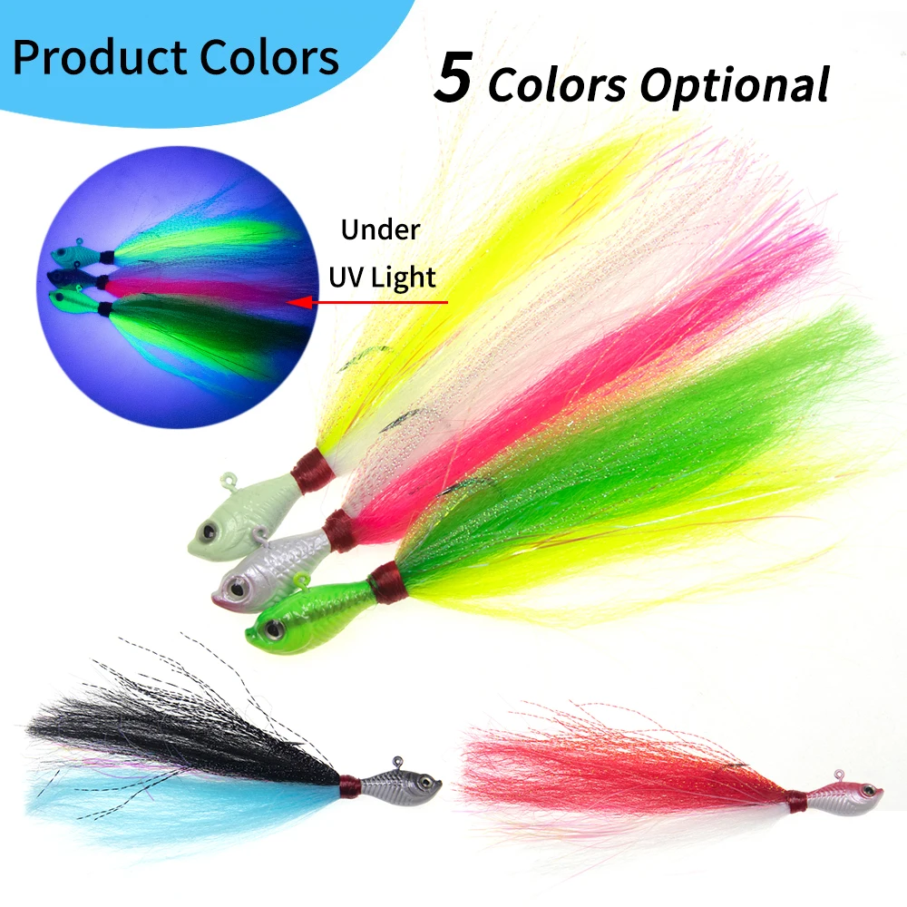 ICERIO 10g 14g 28g Multicolors Jig Head Streamer Fly Saltwater Fishing Fast Sinking Artificial Lure Bait for Trout Bass Pike