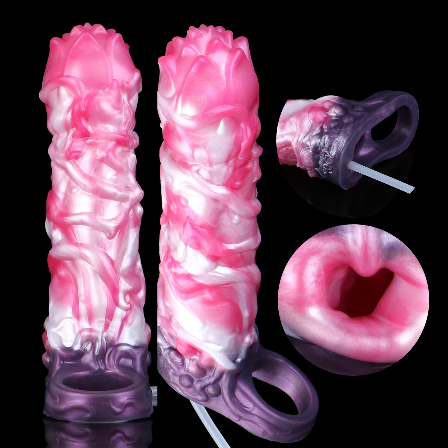 NNSX Electric Water Spray Penis Enlargement Extender Rechargeable Squirting Cock Ring Sleeve Adult Pleasure Toy for Men