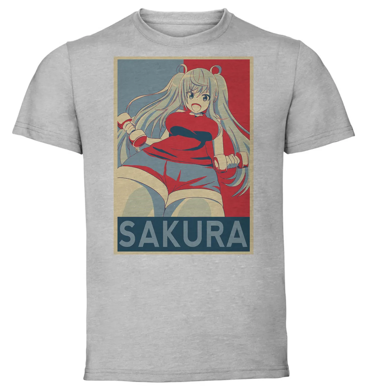 T-Shirt Unisex Grey Propaganda How Heavy are the Dumbbells You Lift Sakura Hibiki variant