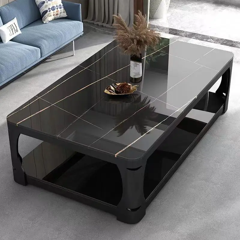 #Tea Table Household Tempered Glass Marble Rectangular Tea Table Tea Table