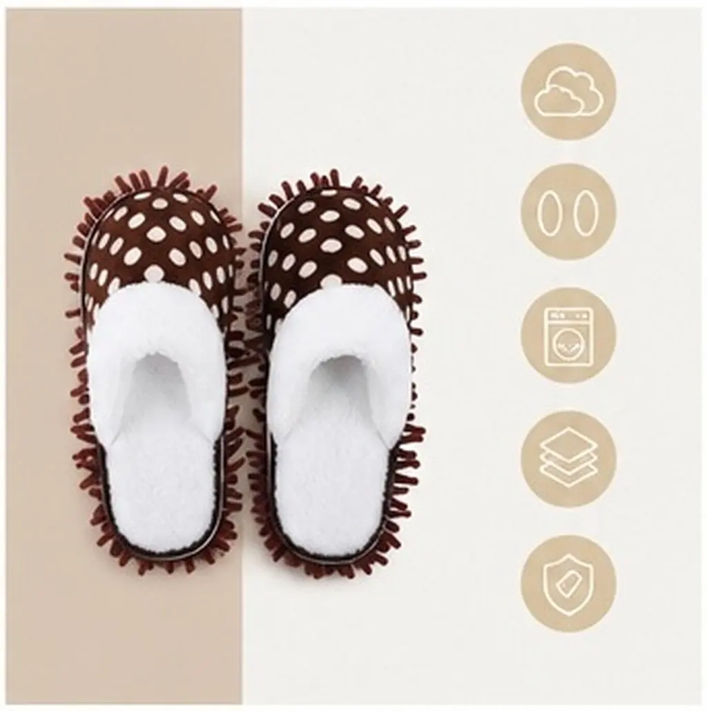 1Pair Thickened Washable Chenille Mop Cleaning Slippers Detachable Floor Sole Slippers Functional Floor Cleaner Dusting