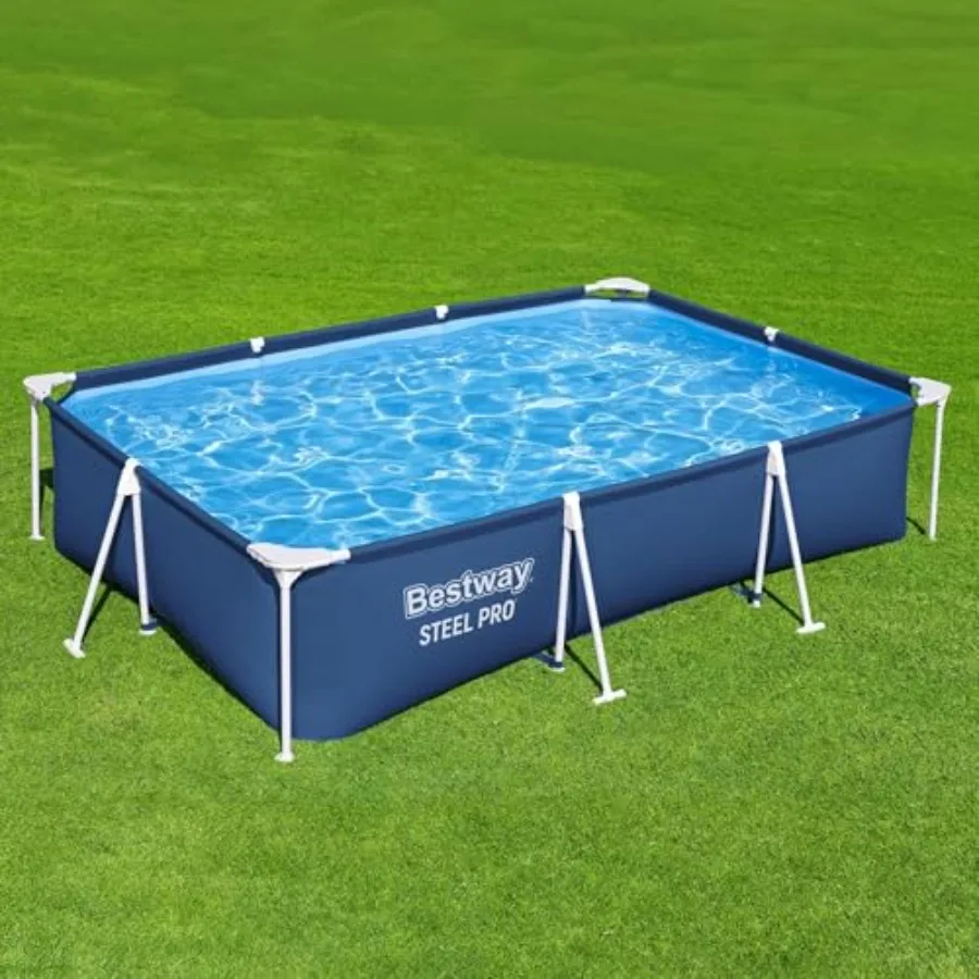 Steel Pro 9' 10 x 6' 7 x 26 Rectangular Above Ground Pool Set with 827 Gallon Capacity DuraPlus Liner and Flowclear 330 GPH Fil
