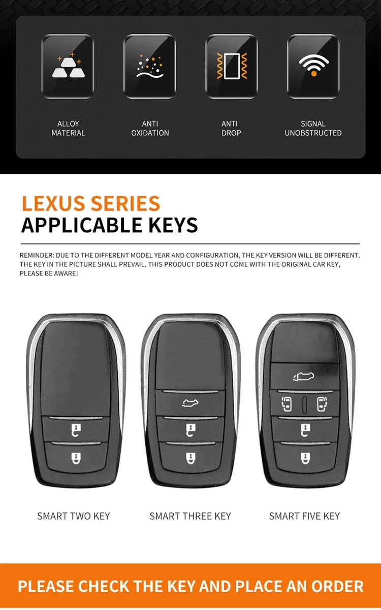 Car Smart Remote Key Case For Lexus Alphard Toyota Corolla Land Cruiser 200 Prado Crown Yaris Sienna Cross Hilux Fortuner Camry