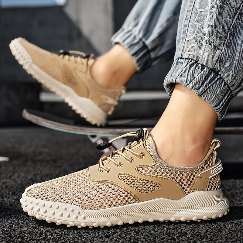 2023 New Summer Hollow Golf Shoes Men's Breathable Outdoor Sports Shoes Men's Khaki Black Golf Training Shoes