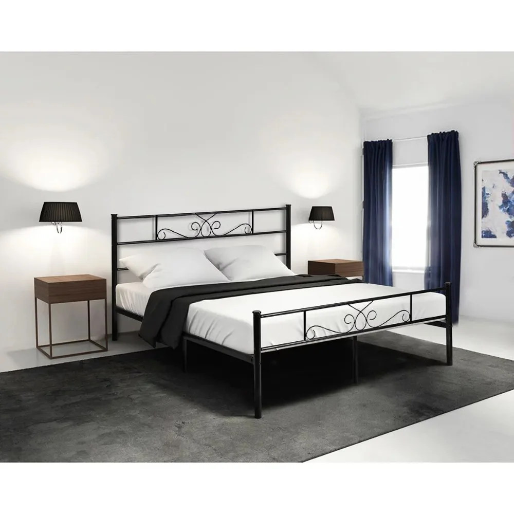 2023 New Yoneston Platform Metal Bed Foundation Headboard