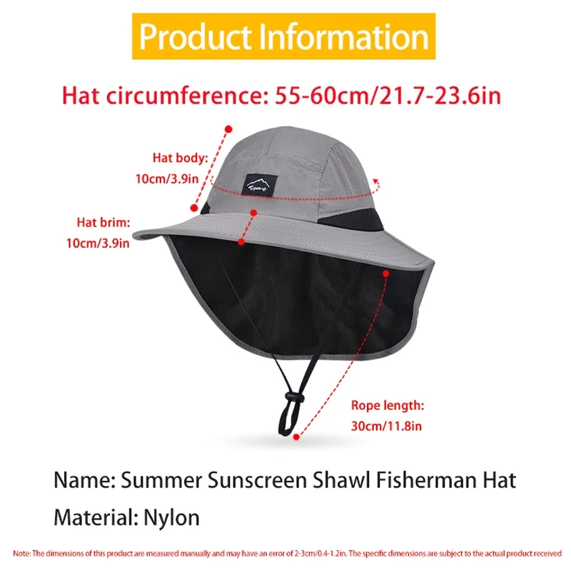 Sommer MÄNNER Schal Fischer Hut Schnell Trocknend Atmungsaktive Sonnenschutz Hut Im Freien Sonnenschutz Angeln Hut – Detail 13