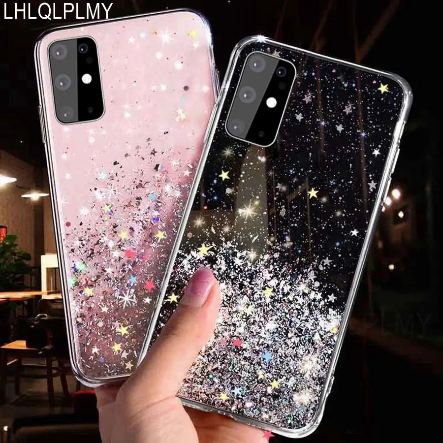 Силиконовый чехол с блестками и звездами для Huawei Y6 Y7 2019 Y9 Prime Y5 2018 Y9S Y8P Y6P Y5P P Smart Z S 2021 Pura 70 Pro Plus, чехол