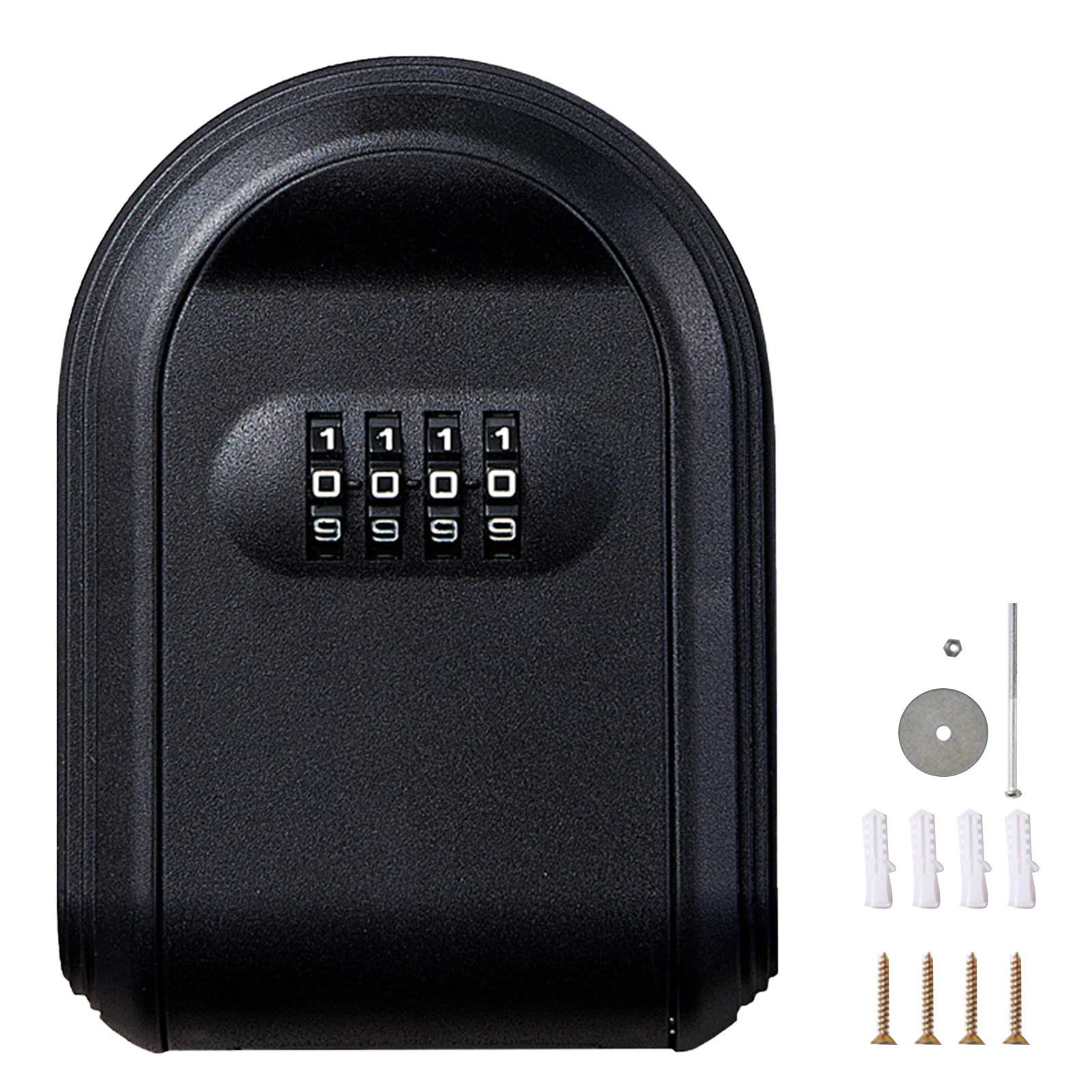 Gym Durable Key Safe Box 4 Digit Combination Lock Plastic Wall Mounted Black With Screws Garden Cabinet Waterproof School Garage