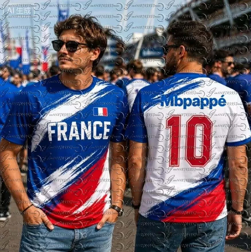 Maillot de football imprimé drapeau français été 2026 NO.10 Mbappé pour hommes et femmes, séchage rapide, pour fans de football, entraînement, tenue familiale