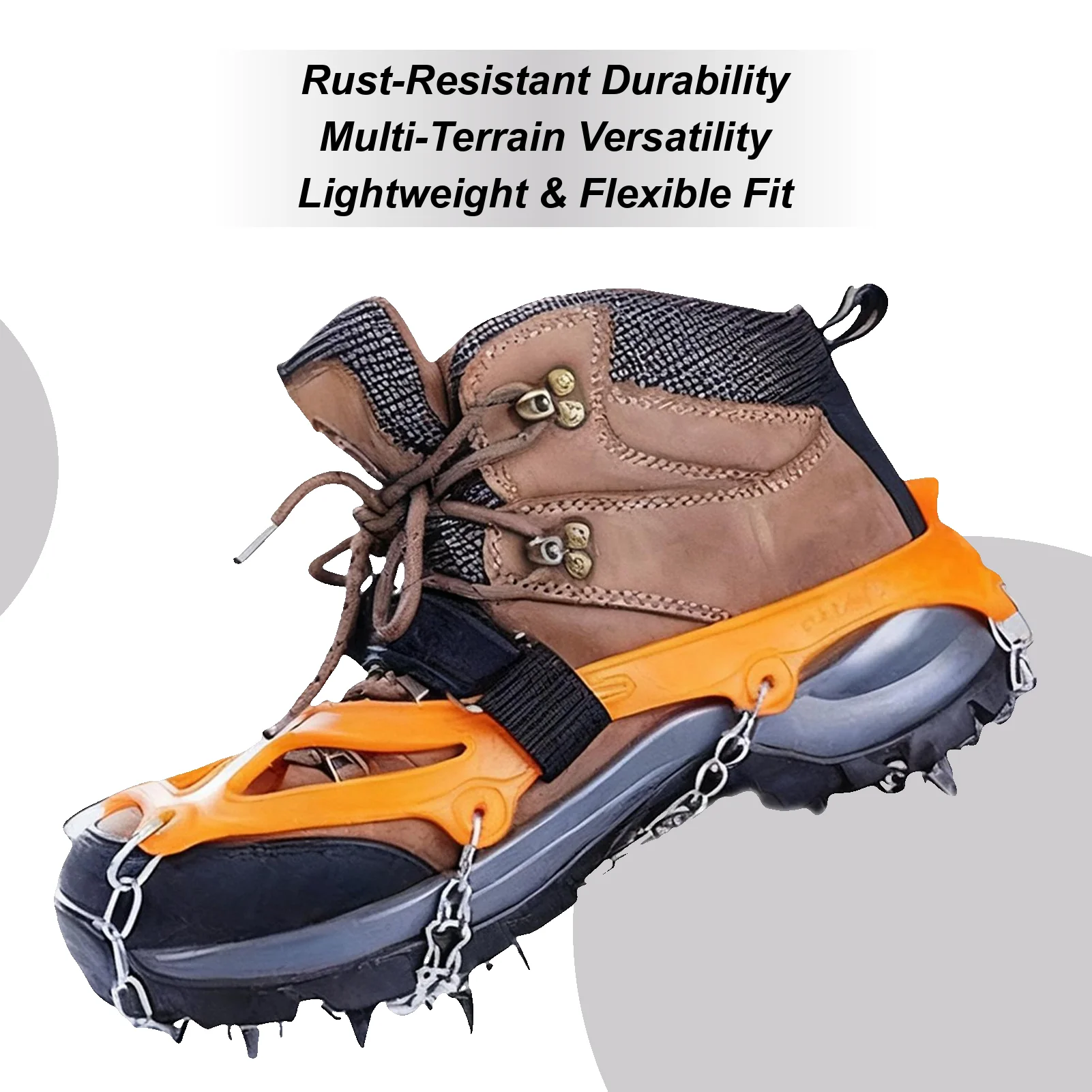 حذاء الجليد غير قابل للانزلاق من الفولاذ المقاوم للصدأ، حذاء الثلج والثلج لصيد الأسماك والمشي وتسلق الجبال والمشي لمسافات طويلة والسفر والتسلق