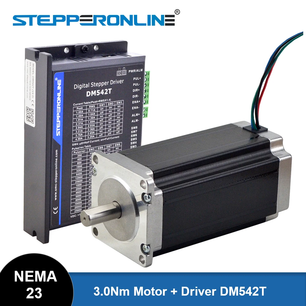 

STEPPERONLINE Nema 23 Stepper Motor Open Loop Kit 3Nm 113mm and Driver DM542T for CNC Engraving Milling Machine