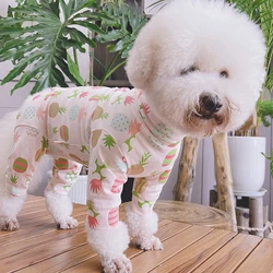 Pet Dog Jumpsuit Thin Pure Cotton Puppy Clothes Pink Printed Overalls Protect Belly Pajamas For Small Dogs Wear Chihuahua Poodle