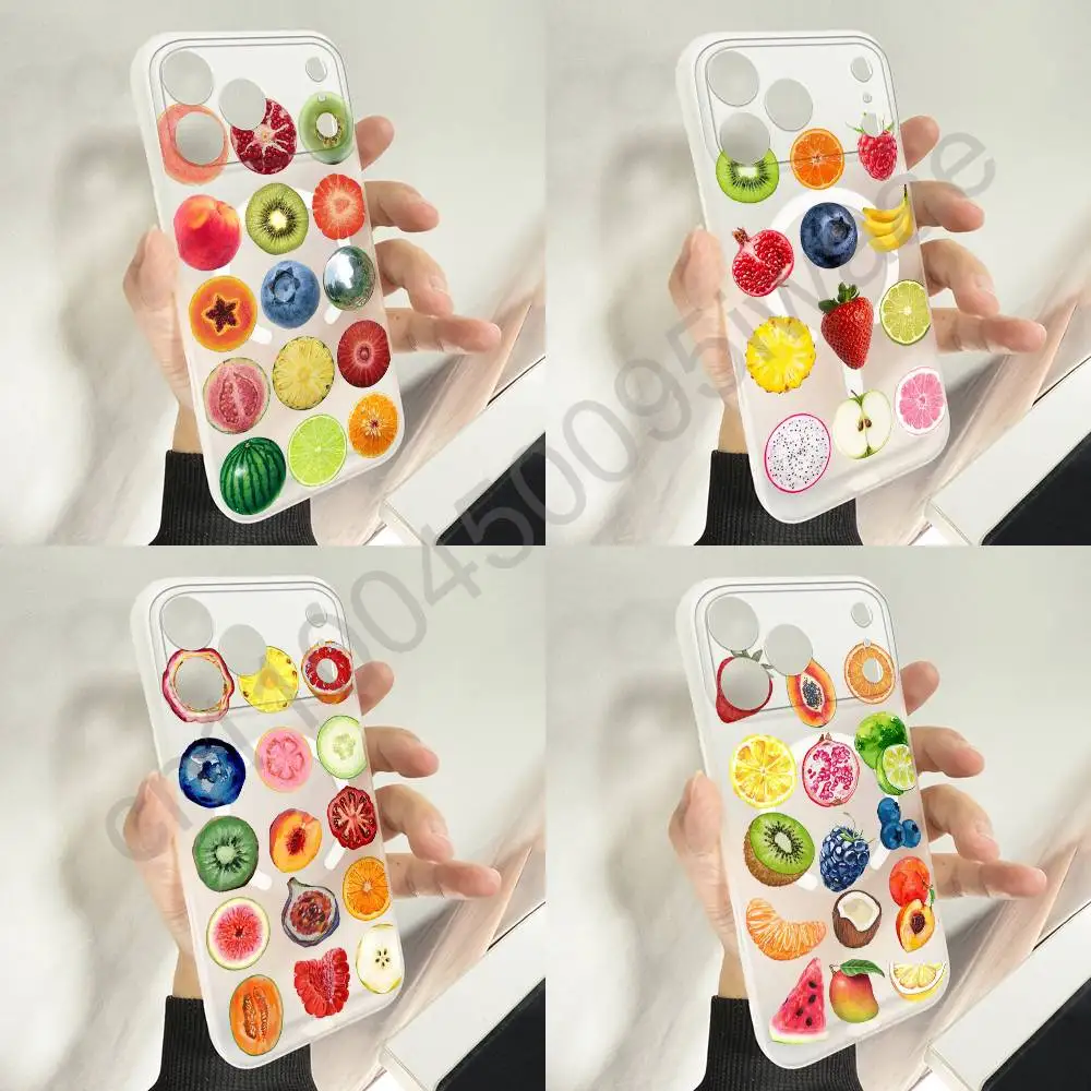 

Summer Fruit Pattern Collage Phone Case For iPhone 11,16,15,14,13,17,12,Plus,E,Air,Mini,Pro,Max Magnetic Magsafe Soft Cover