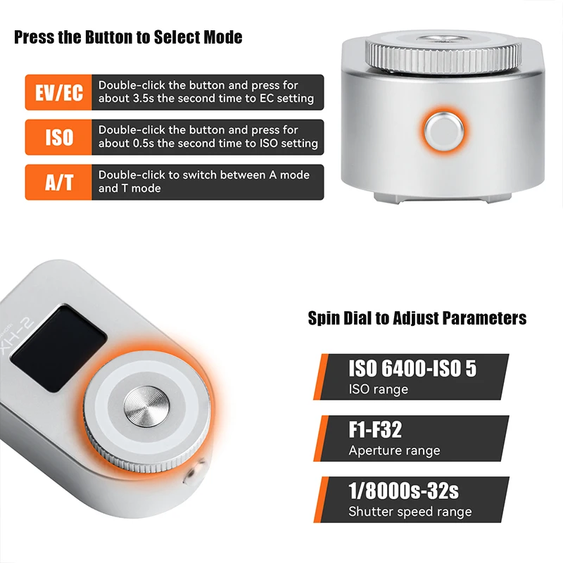 AstrHori XH-2 op camera-lichtmeter OLED-display Real-time lichtmeter met koude schoen voor fotografie