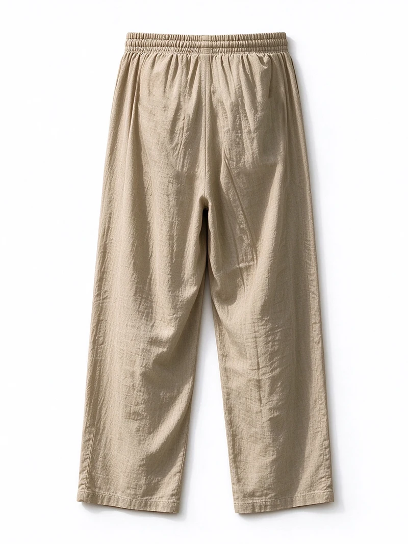 Men Linen Long Pants Drawstring Waist Loose Fit Solid Casual Daily Office Beach Vacation Outdoor Street Travel Everyday Wear