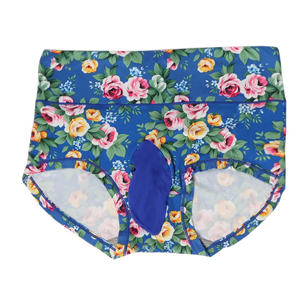 Lencería erótica Sexy para hombre, bragas con estampado de flores, ropa interior transpirable de talla grande