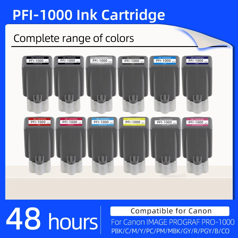 

80 мл/шт. PFI-1000 картридж для принтера Canon imagePROGRAF PRO-1000, совместимые картриджи с чипом, полнопигментные чернила