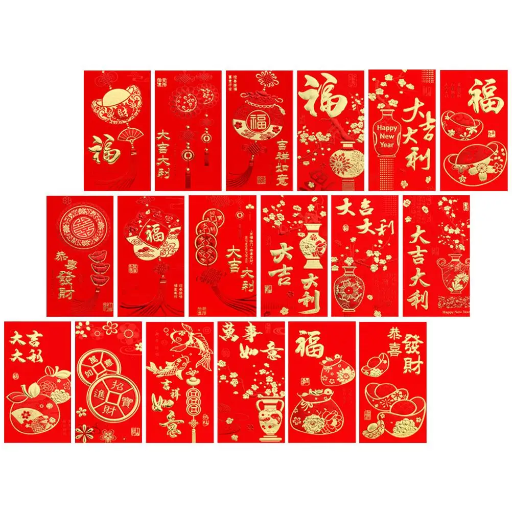 

36 шт. красные конверты Hong Bao бумага китайский Новый год счастливый мешок для денег кролик 2023 мультяшный узор запечатанная канавка