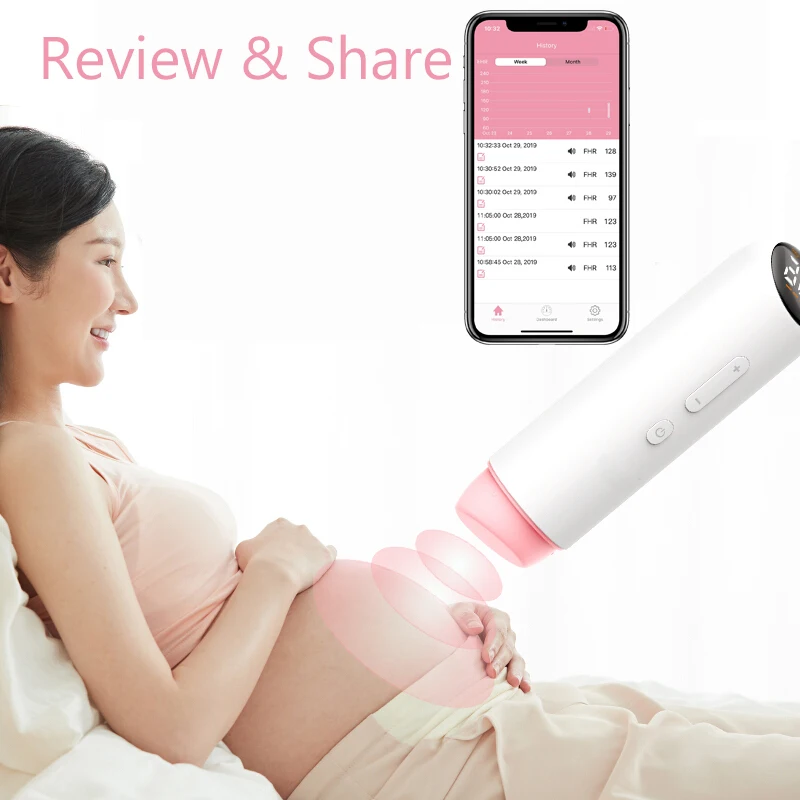 Bluetooth Doppler Fetal Chargeable Ultrasonic Doppler Pregnant Fetal Heart Monitor Baby Heart Voice Record 0 Radiation