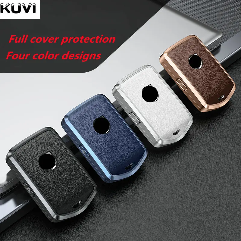 Aluminum Alloy Leather Car Key Case Cover for Volvo C40 S60 S90 XC40 XC60 XC90 V60 V90 T6 T8 Auto Accessaries Keychain