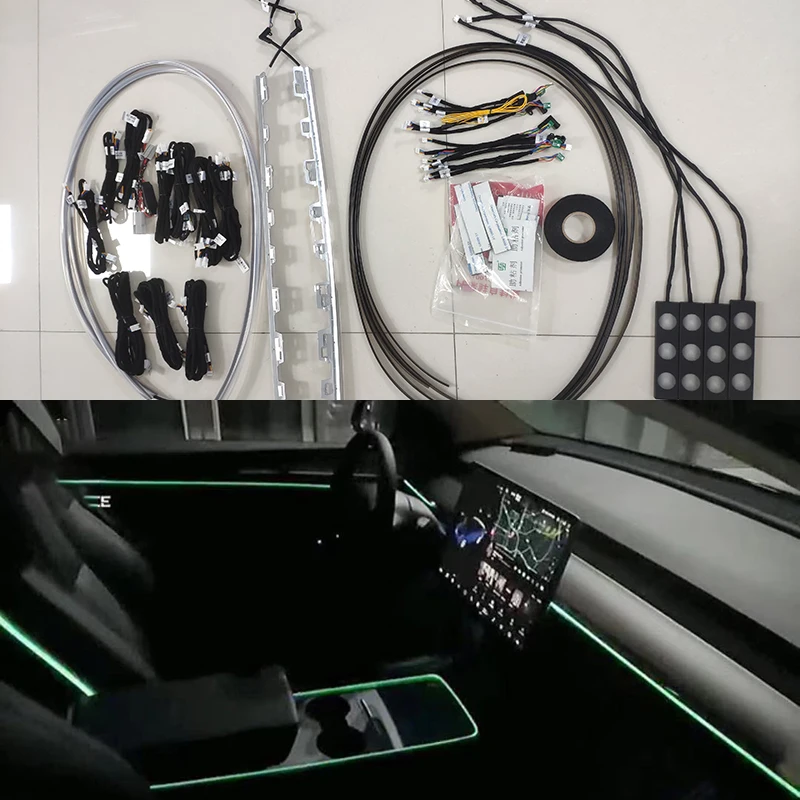 

Для Tesla Model 3 model Y 2021, украшение интерфейсной лампы, сенсорное управление автомобилем, окружающее освещение, центральная крышка звукового сигнала, управление приложением