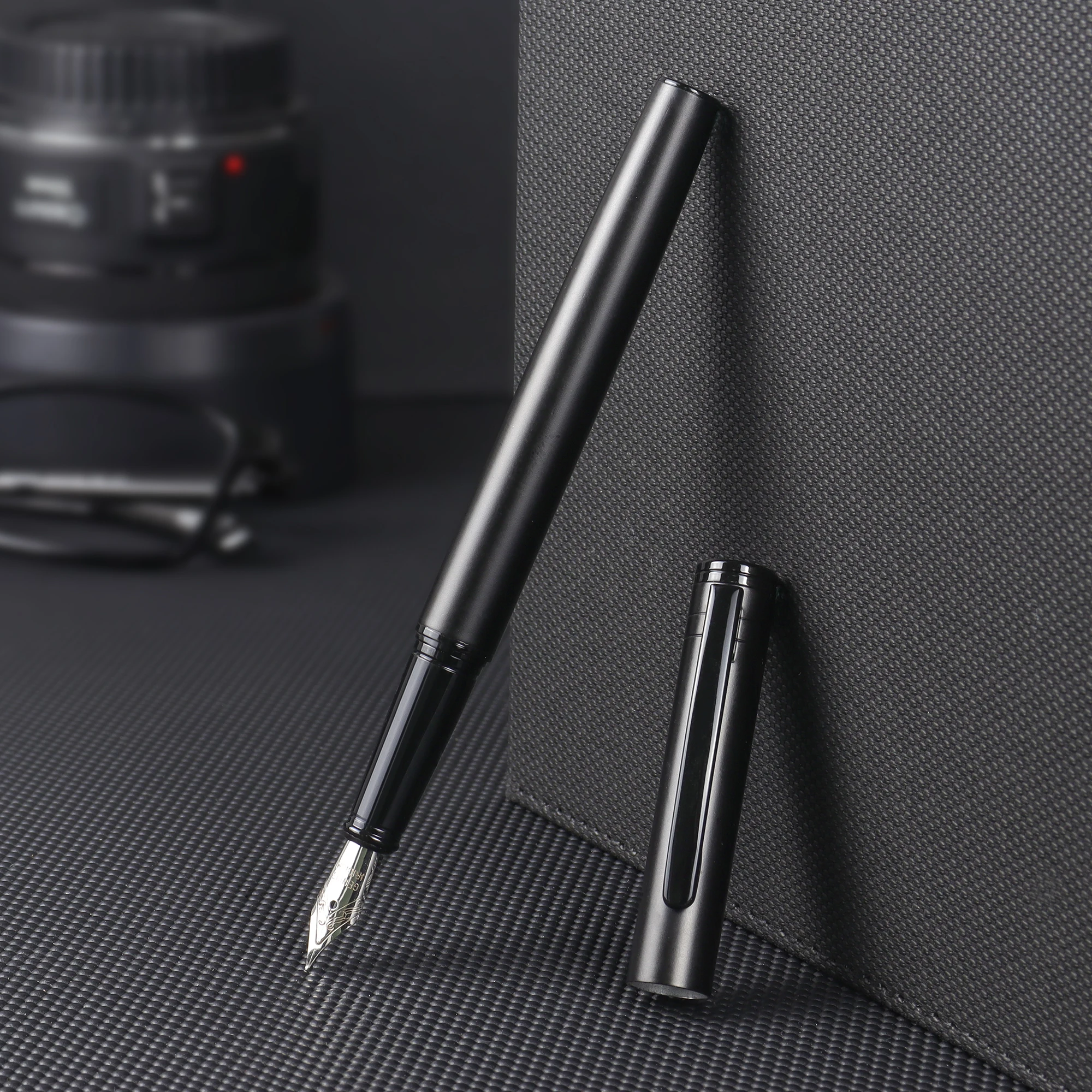 1 Business Style Fountain Pen,Black  or Gray Metal Pen Body Optional, with Pen Case,Minimalist Design-Office Use