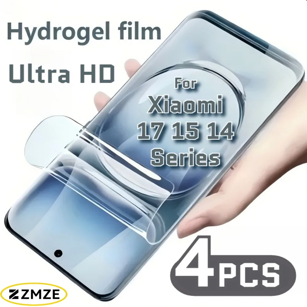 4 Stück Hydrogel-Folien für Xiaomi 17 15 14 Ultra 17 Pro Max 15T 15S 15 Pro 14 Civi 14 14T Pro Glänzende Displayschutzfolien
