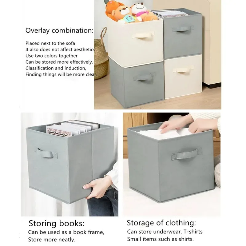Cube Non Woven Fabric Storage Bin Collapsible Storage Box Home Supplies, Kid Toy Storage Organizer Cabinet Drawer Organization view 5
