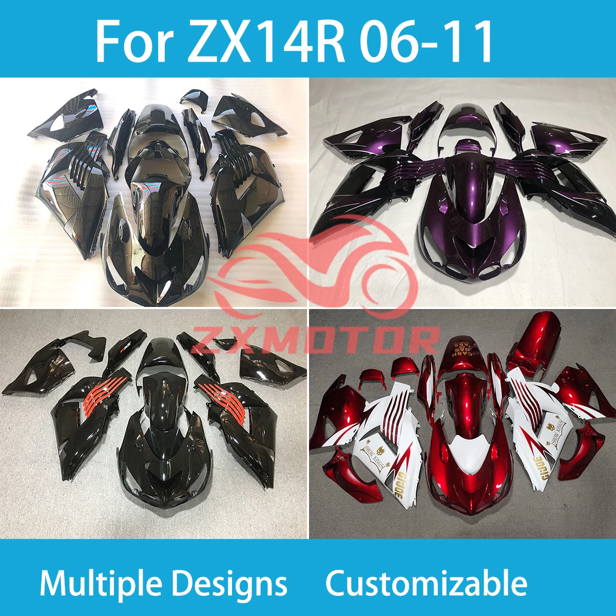 Motorcycle Fairings for Kawasaki ZX-14R 2006 2007 2008-2011 ZXMT Cowling Injection Bodywork Fairing Kit ZX14R 06-09 10 11 New