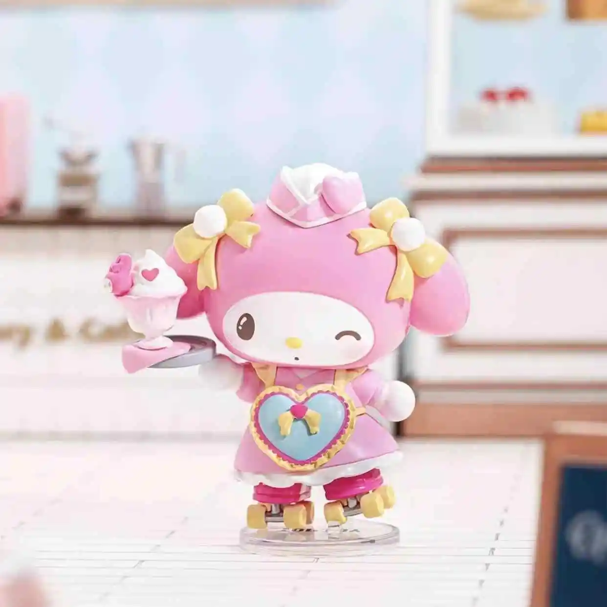 Original Sanrio Roller Skating Restarant Serie Mystery Box Figur Hellokitty Kuromi Mymelody Cinnamoroll Cartoon Dekor Spielzeug Geschenk