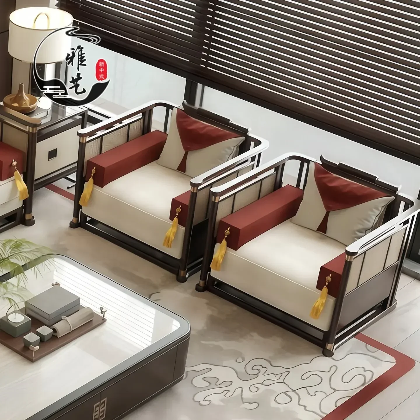 y14- new Chinese-style solid wood sofa combination ash wood new model room hotel villa living room reception sofa