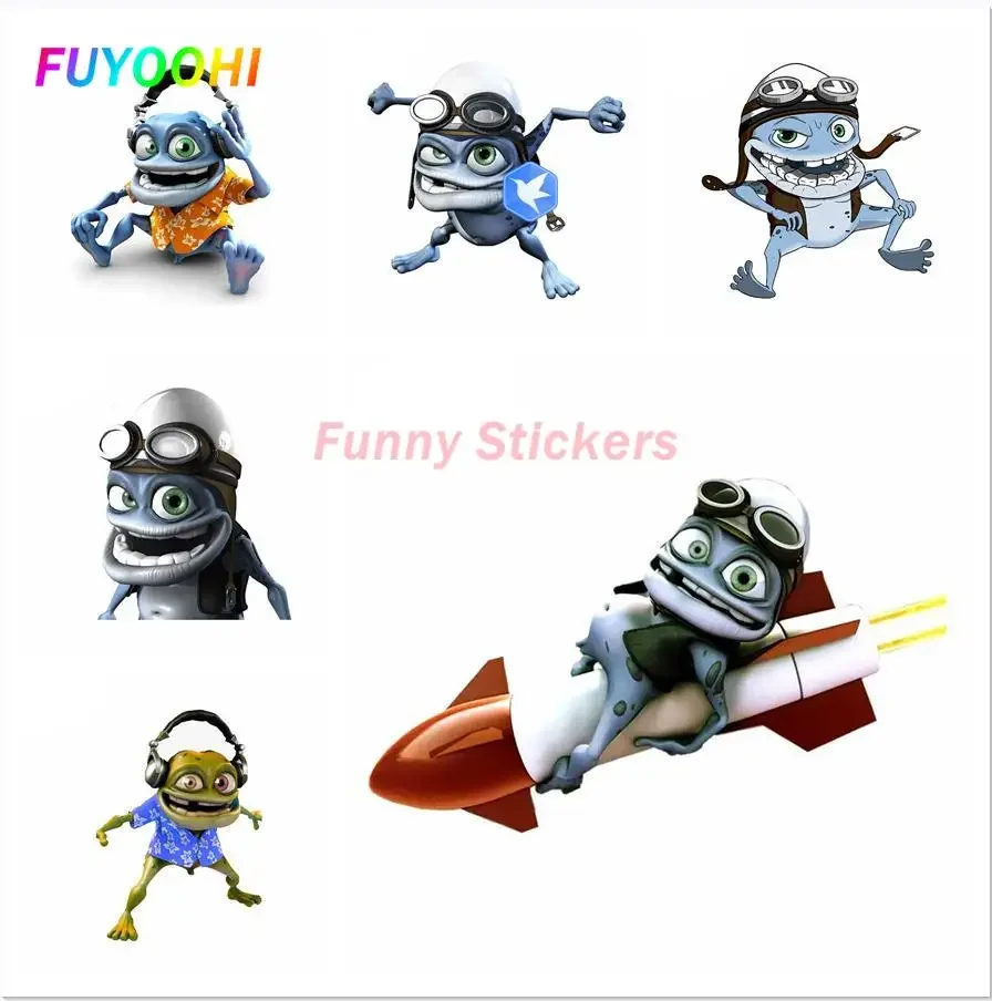 FUYOOHI Play Stickers Funny Cartoon Crazy Frog Modeling Car Stickers PVC RV Auto Motocross Racing Portable Helmet Trunk Decals