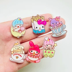 10Pcs New Acrylic Kawaii Cute Cartoon Bowtie French fries Sticker Series Clip Book DIY Fashion Hairpin Decoration Crafts