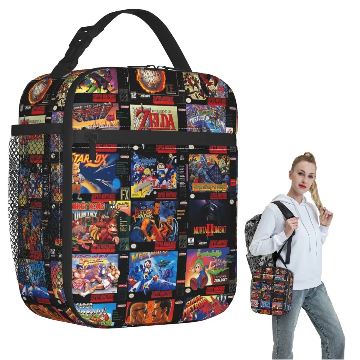 

Retro Gaming Boxes Insulated Lunch Bag for Women Children Leakproof Food Boxes Thermal Lunch Box Tote