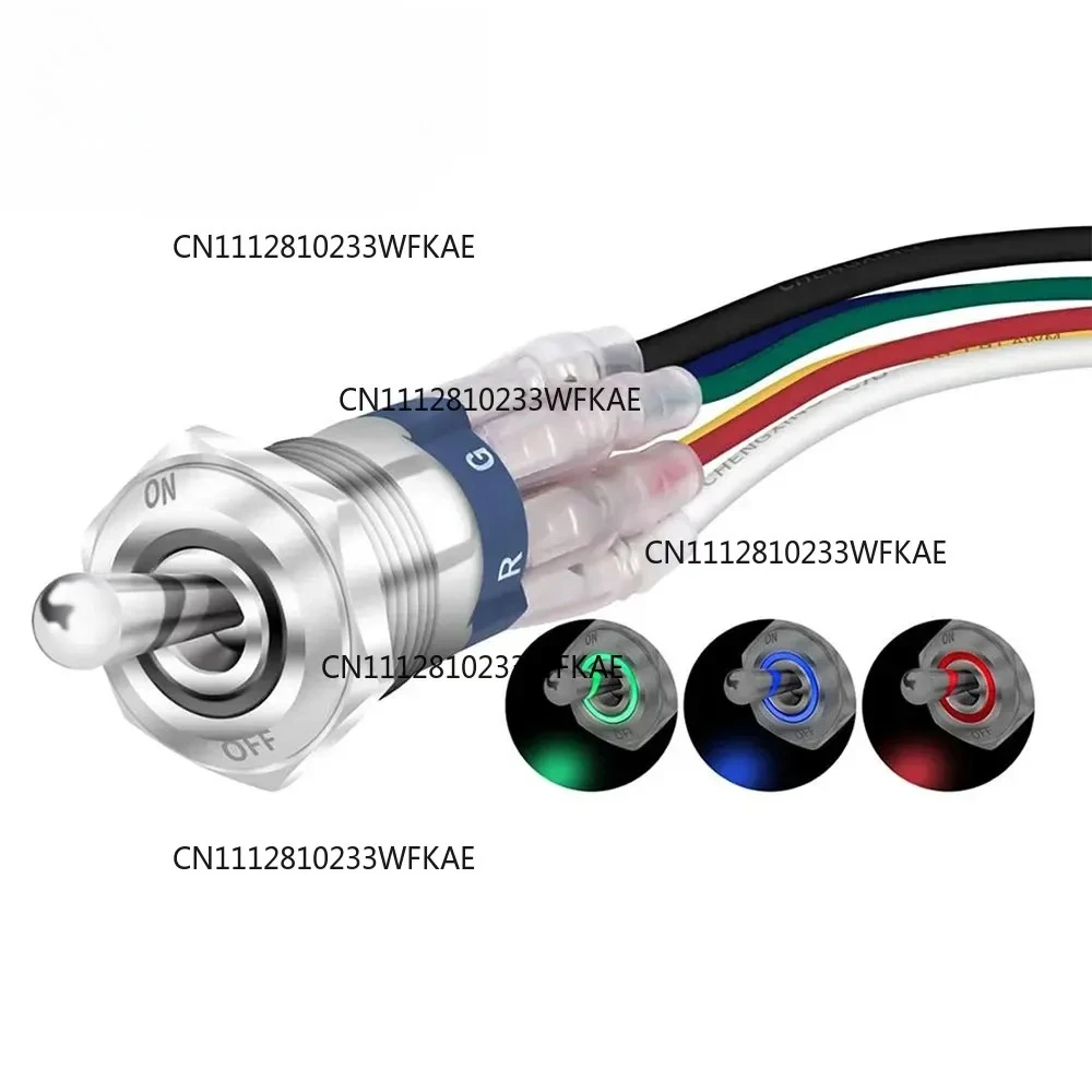 DaierTek 12V 24V 16MM Car Toggle Switch ON OFF Latching RGB Triple LED SPST IP67 Waterproof Rocker Switch for Marine Boat