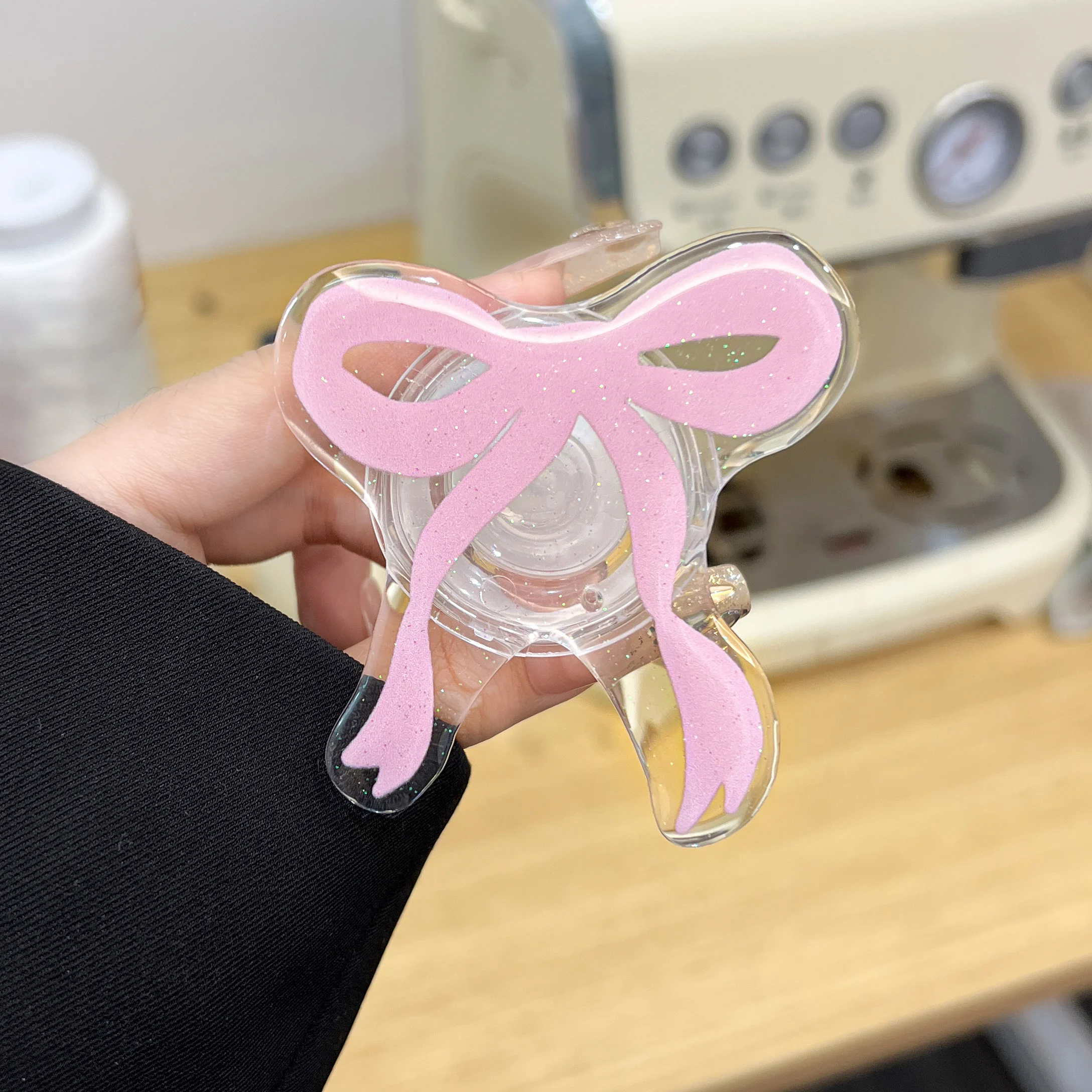 Poignée de support à nœud rose mignon, support de téléphone Tok Griptok adapté à la tablette iPhone 16