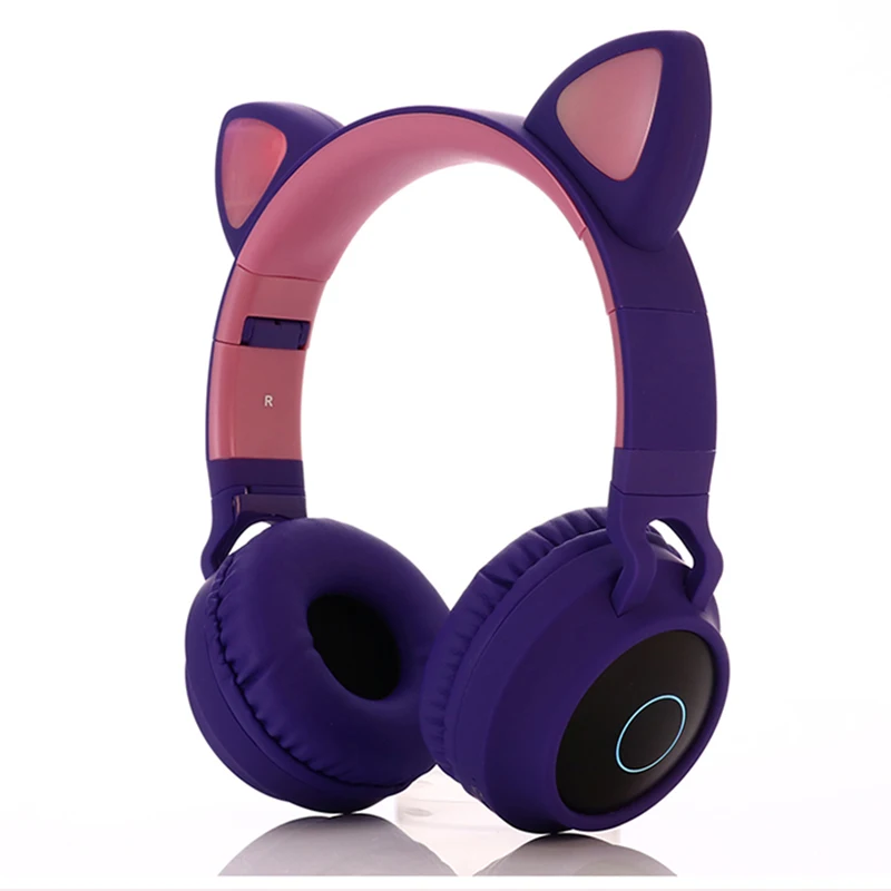 Wireless Cat Ears Headphones,LED Luminous Foldable Bluetooth-compatible 5.0 Stereo Headset,Music Earphones for Girls Gift