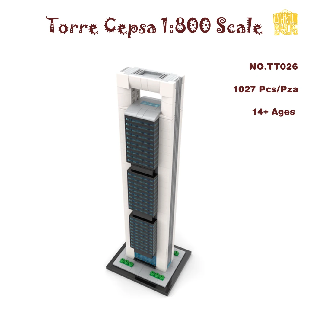 MOC TT026 Torre Cepsa 1:800 Model w skali z rysunkami PDF klocki klocki dla dzieci DIY zabawki prezenty na urodziny, boże narodzenie