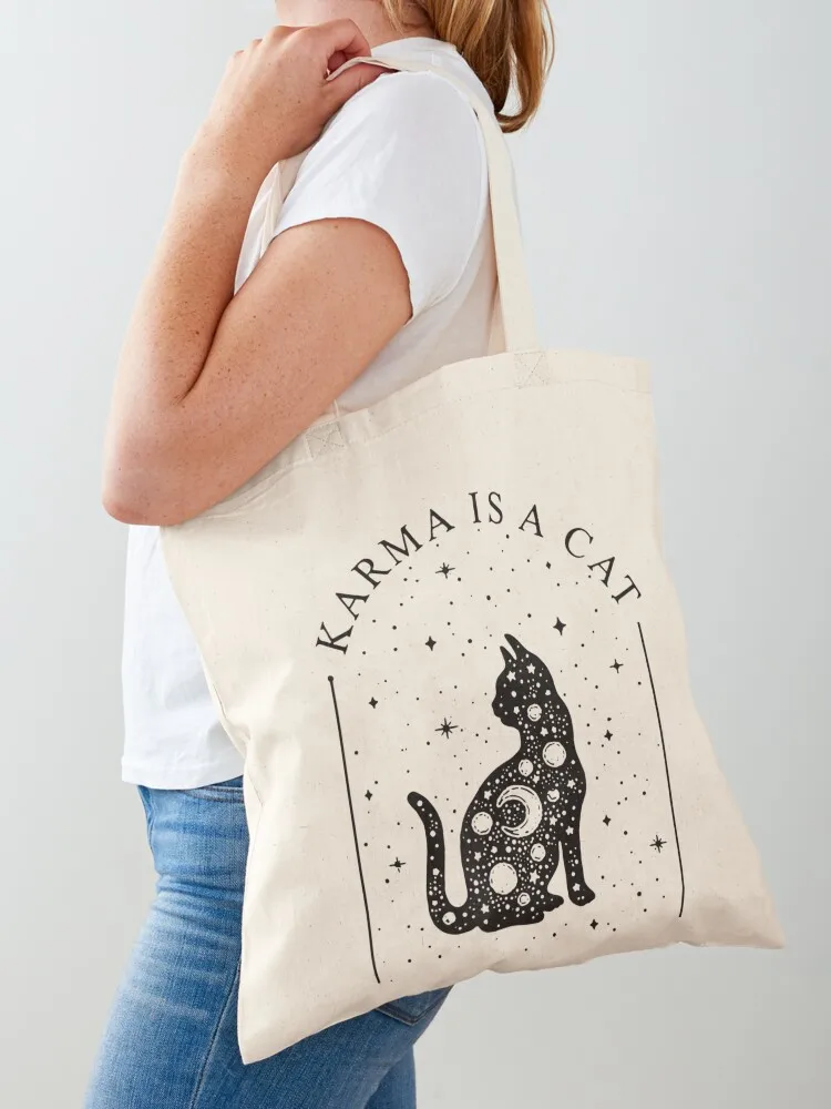 Karma Is A Cat Purring In My Lap Tote Bag eco pack tote bag women Canvas Tote Bag