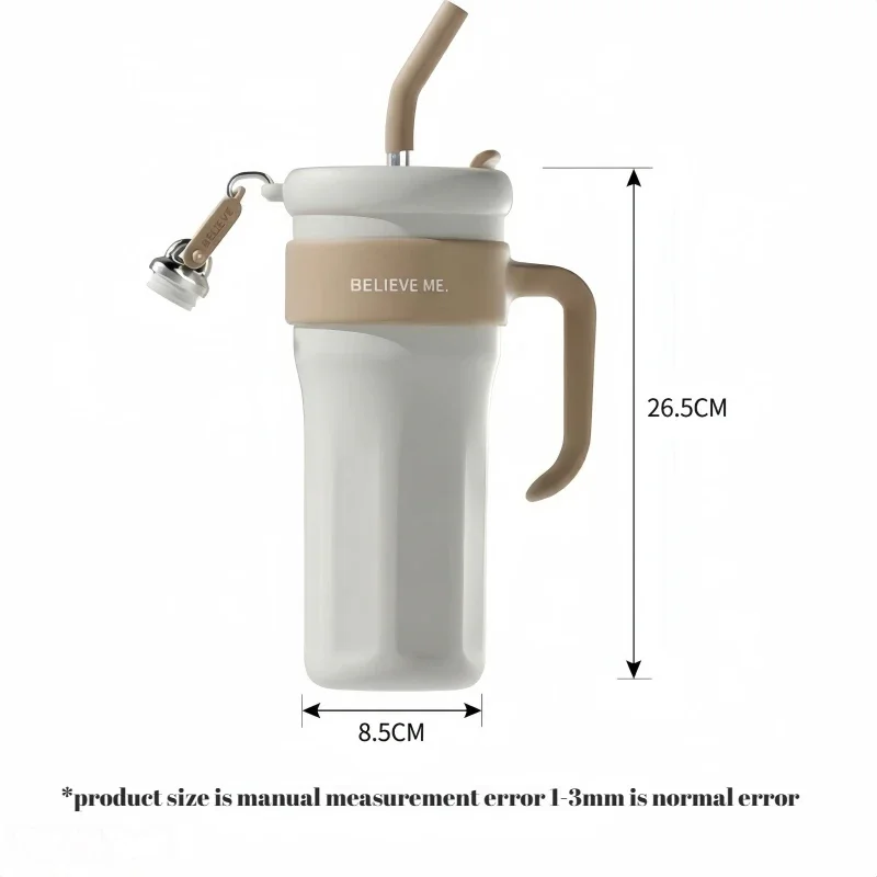 1.25L Stainless Steel Tumbler with Straw SUS316 Vacuum Insulated Water Bottle, 2-in-1 Lid Cute Handle Jug for Women Gift  Her