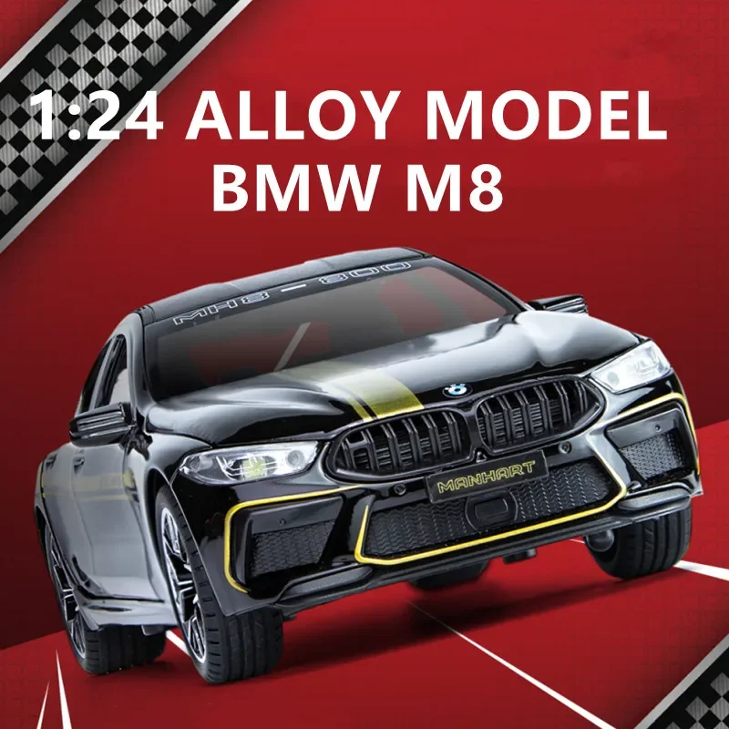 

1:24 BMW M8 MH8 800 Manhart Coupe Alloy Car Model Diecast Metal Toy Vehicles Car Model Sound and Light High Simulation Gift