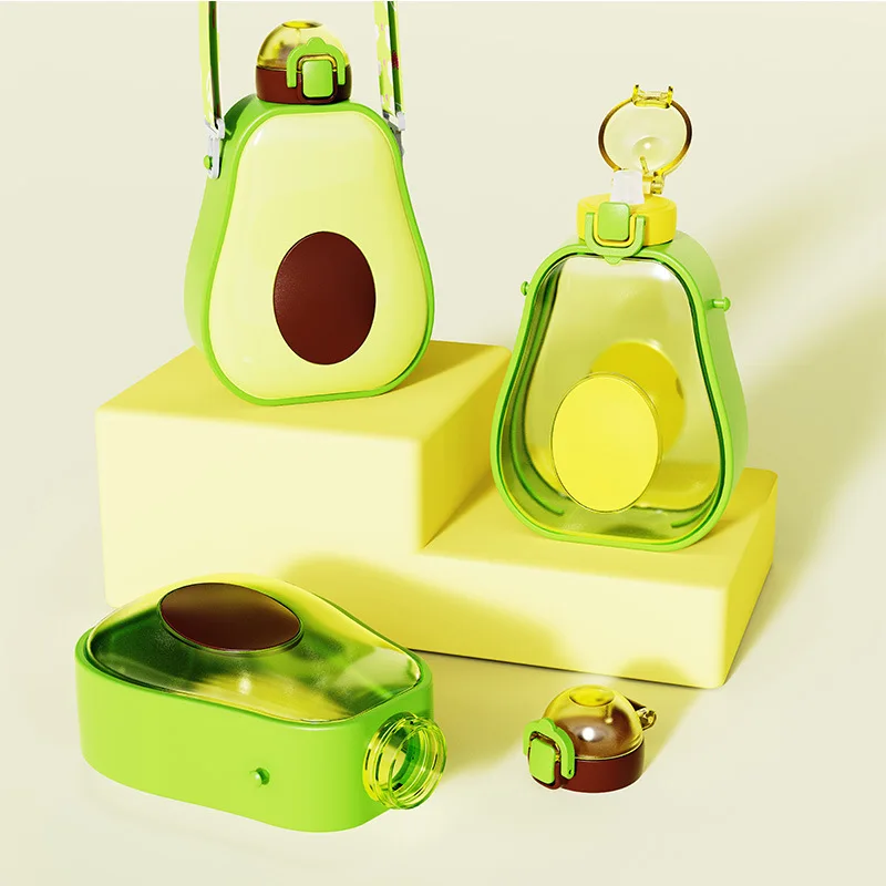 Home Kitchen,Dining & Bar waterbottle high-looking creative cute avocado cup outdoor strap children's straw plastic water cup